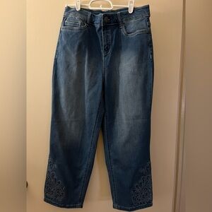 Christopher & Banks Embroidered Blue Straight Leg Jeans